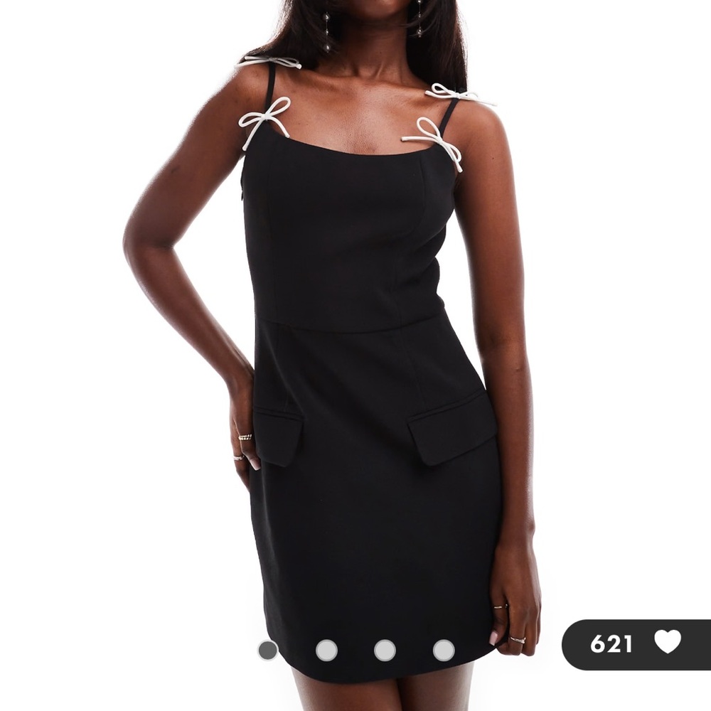 ASOS Kaiia tailored contrast bow detail cami mini dress in black